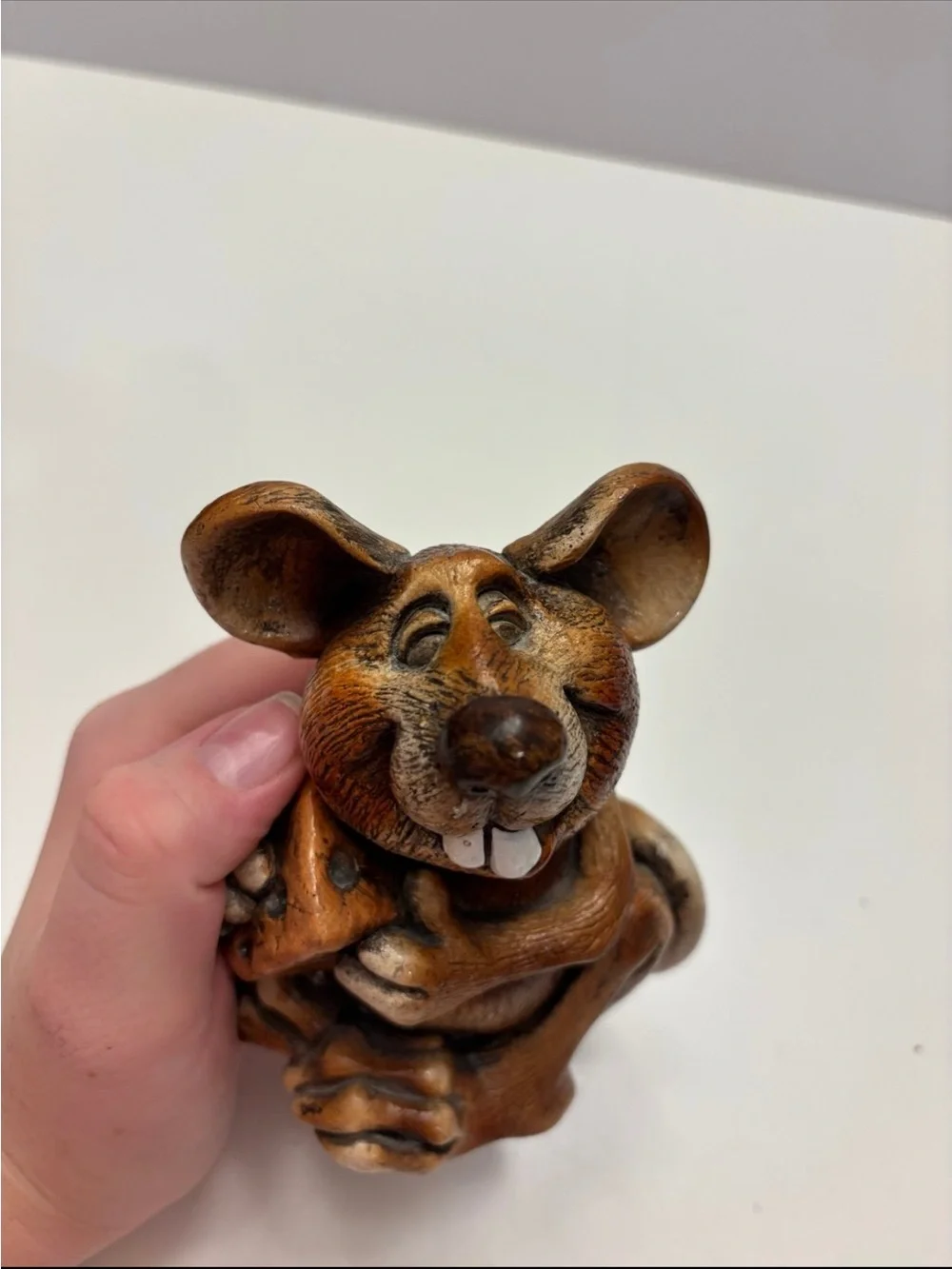 VINTAGE 1985 John Raya BEASTIES OF THE KINGDOM Rat with cheese Figurine decor